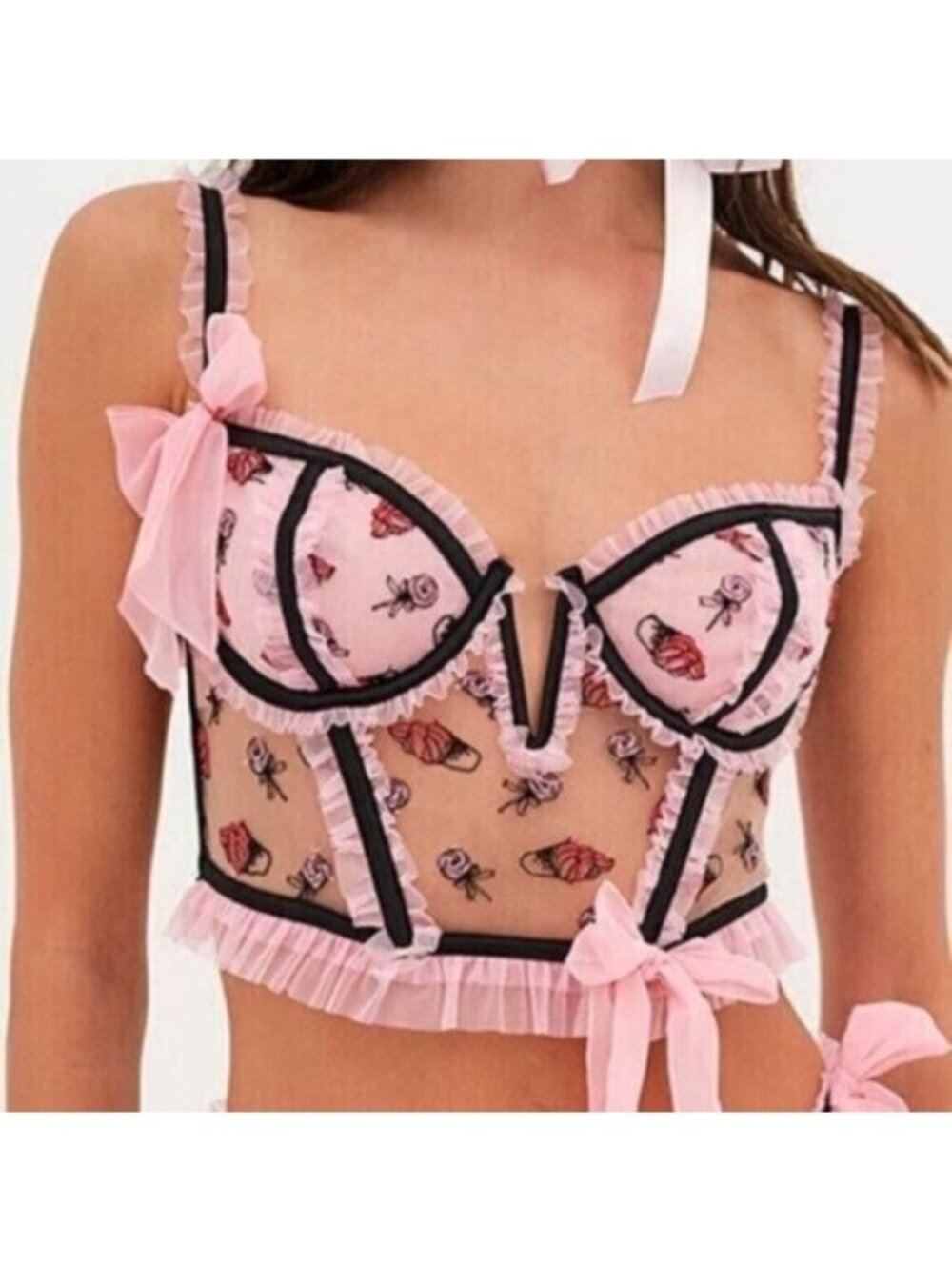 For Love and Lemons Rosie Bow Bustier Top Size M NWT